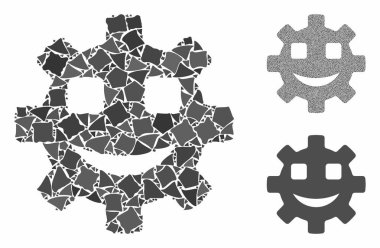 Happy service gear smiley Composition Icon of Rugged Parts