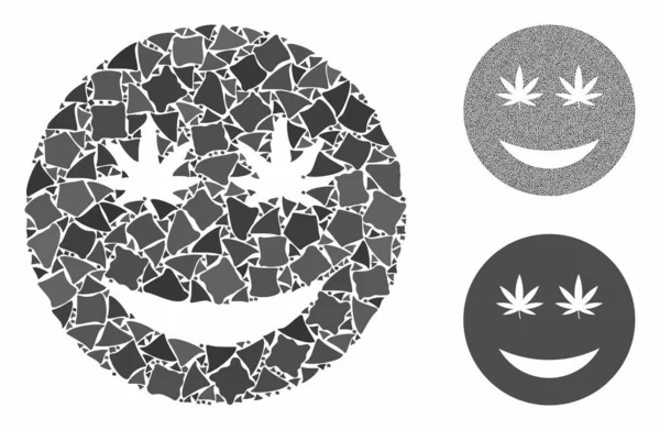 Smiley Cannabis sourire Composition Icône d'articles rugueux — Image vectorielle