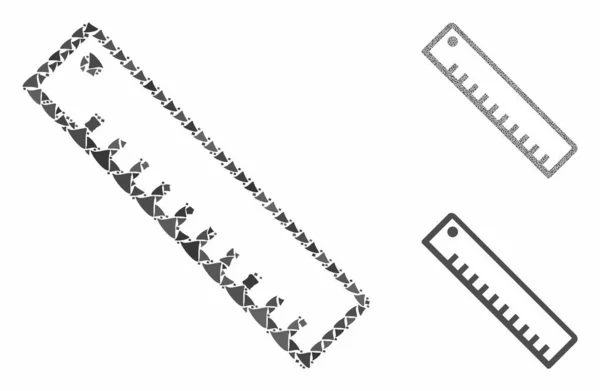 Линейка длины Составная икона неравномерных частей — стоковый вектор