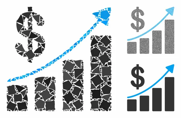 Omzetgroei Mozaïekicoon van ongelijke elementen — Stockvector
