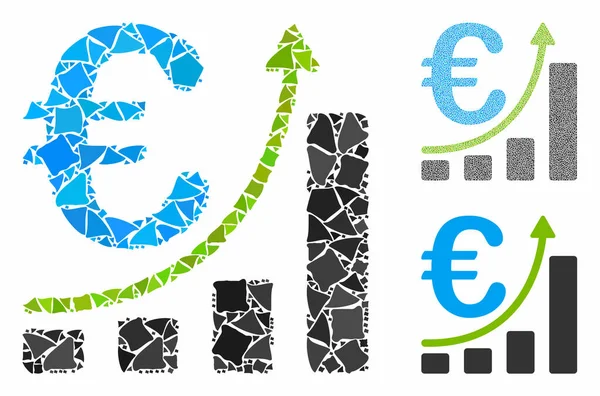 Groei van de verkoop in euro Samenstelling icoon van ongelijke elementen — Stockvector