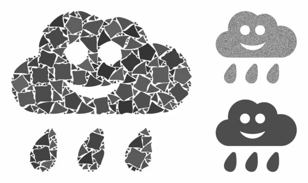 Nube de lluvia feliz Composición Icono de Trembly Parts — Archivo Imágenes Vectoriales