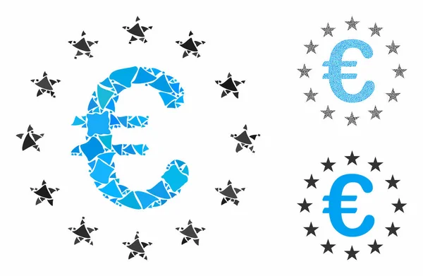 Euro Union estrellas mosaico icono de piezas desiguales — Vector de stock