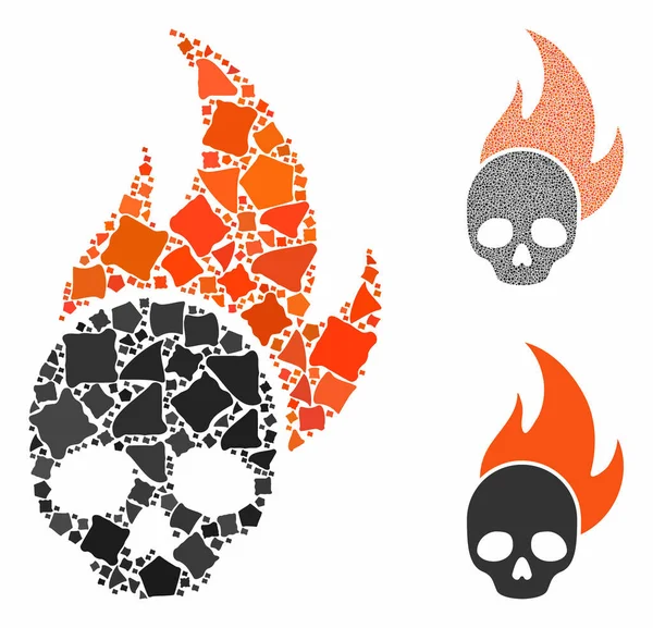 Totenkopf Feuer Mosaik von zitternden Elementen — Stockvektor