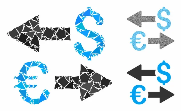Euro Dollar transactions Composition Icon of Abrupt Parts — Stock Vector