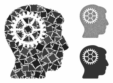 Entelektüel Cog Engebeli Elementlerin Mozaik Simgesi