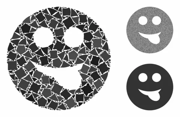 Zunge Smiley Komposition Ikone der zitternden Stücke — Stockvektor