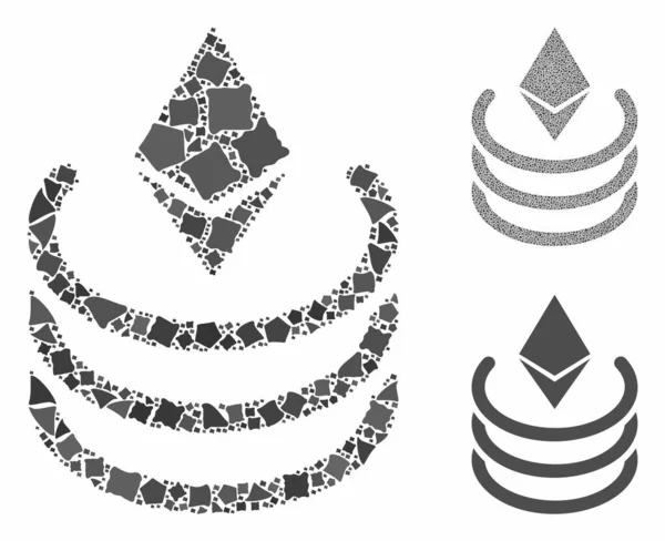 Ethereumポータル｜ラグジー要素のモザイクアイコン — ストックベクタ