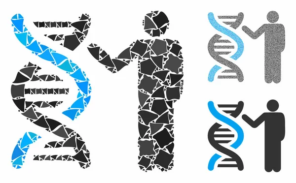 Genetics report Mosaic Icon of Ragged Pieces — Stock Vector