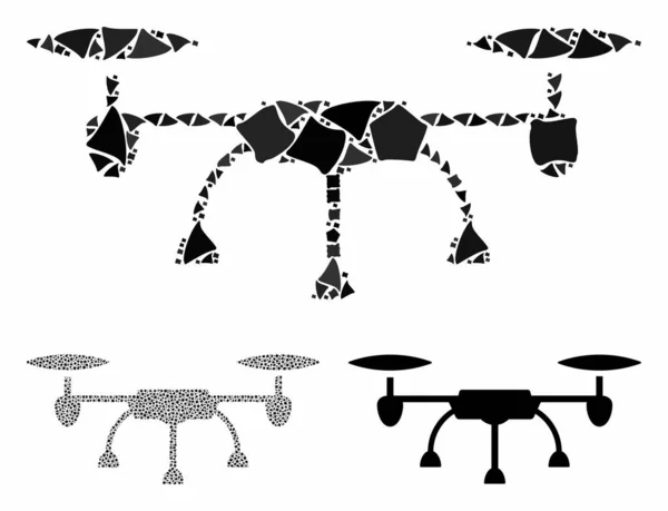 Icono de mosaico de dron de aire de elementos desiguales — Vector de stock