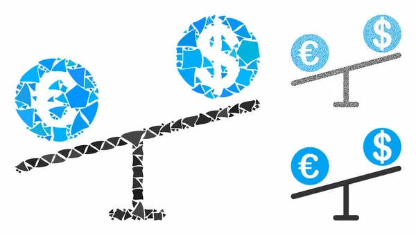Mercado de moeda balança Ícone mosaico de itens irregulares —  Vetores de Stock