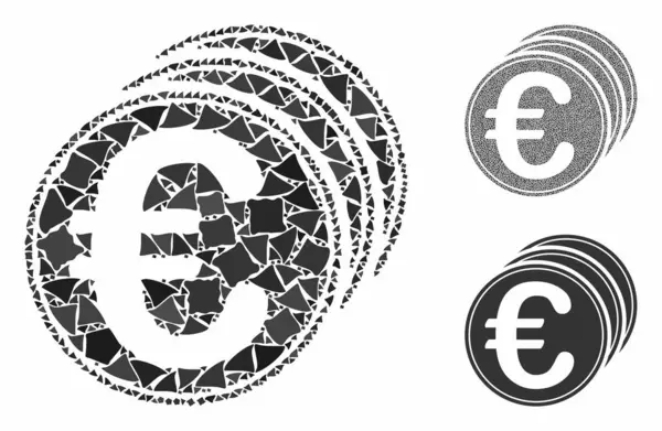 Euro coins Mosaic Icon of Uneven Pieces — Stock Vector