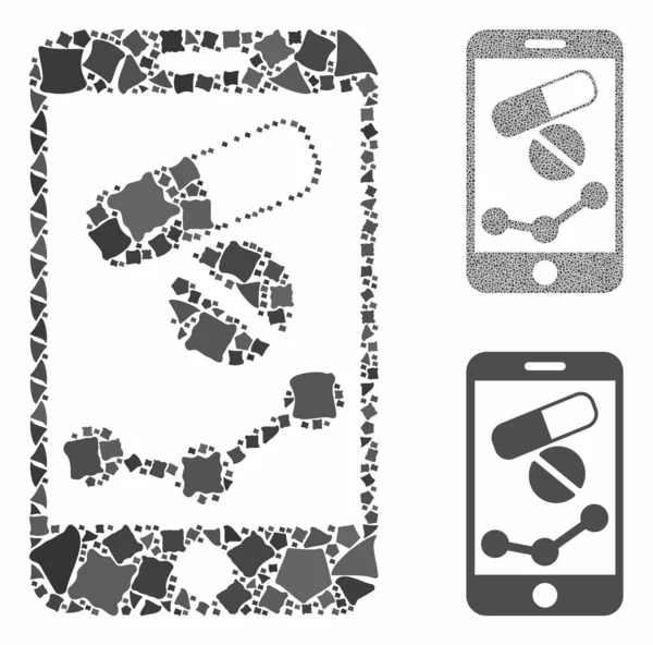 Gráfico de farmacia móvil Mosaico Icono de Elementos Tuberosos — Archivo Imágenes Vectoriales