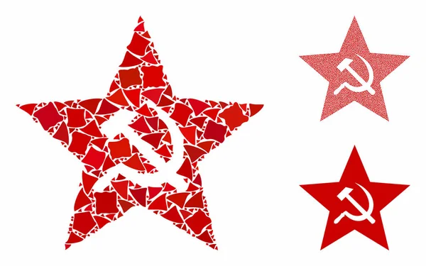 Estrela do comunismo Ícone mosaico de peças irregulares — Vetor de Stock