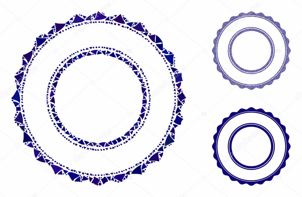 Double rosette circular frame Composition Icon of Rough Items