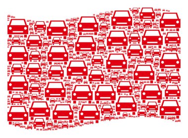 Araba Simgelerinin Kızıl Bayrak Mozaiği