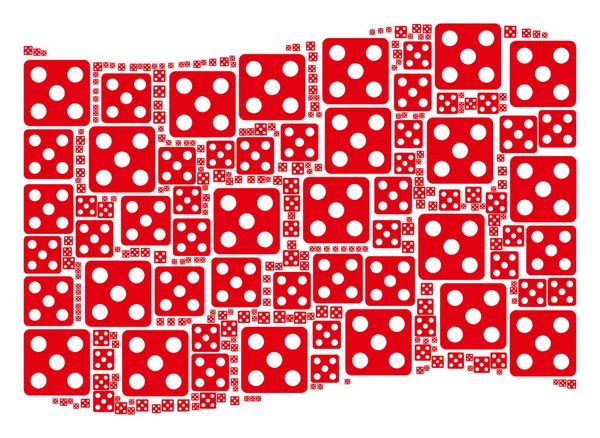 Drapeau rouge ondulé Composition des icônes de dés — Image vectorielle