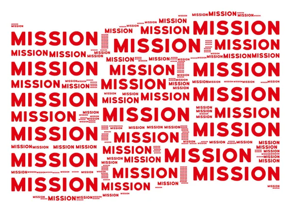 Drapeau rouge agitant Mosaïque de textes de mission — Image vectorielle