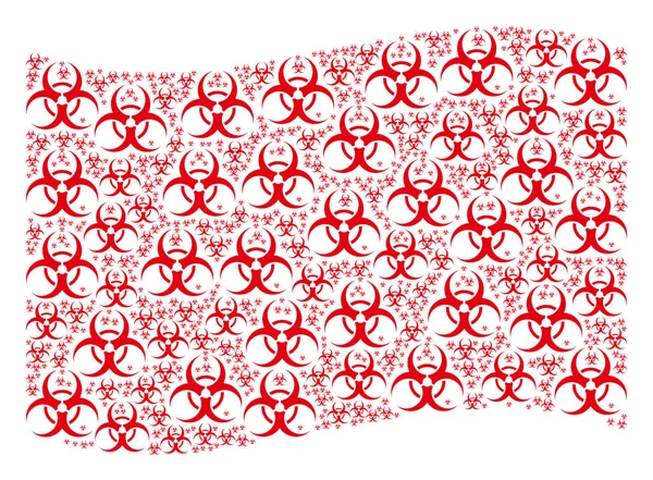 Acenando com a bandeira vermelha Composição de ícones de risco biológico —  Vetores de Stock