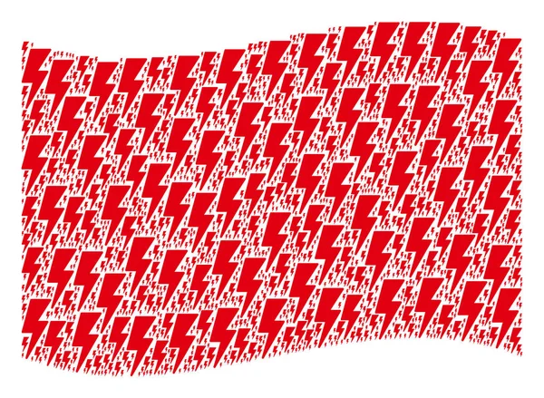 Wuivende rode vlag Samenstelling van elektrische staking Pictogrammen — Stockvector