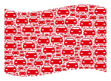 Araba Simgelerinin Kırmızı Bayrak Kompozisyonu