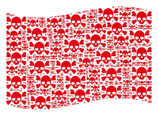 Acenando Bandeira Vermelha Mosaico de Crânio Crossbones Ícones — Vetor de Stock