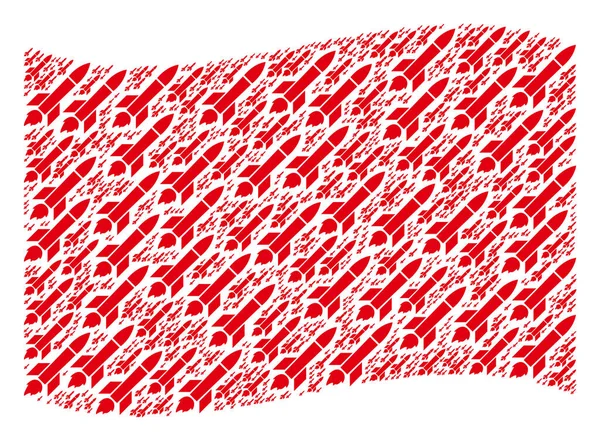 Wuivende rode vlag Collage van raketwerpers — Stockvector