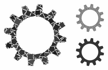 Cogwheel Mosaic Icon of Ragged Parts