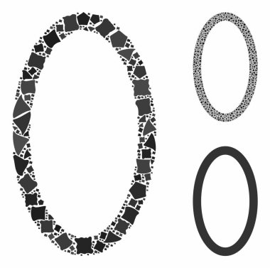 Contour ellipse Mosaic Icon of Irregular Parts