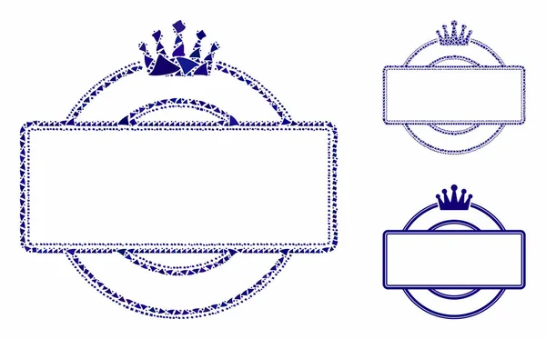 왕관 모양 과 사각형 틀 모자이크, 울퉁불퉁 한 요소의 아이콘 — 스톡 벡터