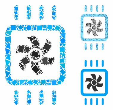 Çarpışan Parçaların Çip Soğutma Mozaik Simgesi