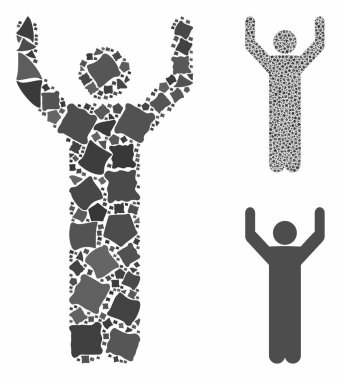 Eller yukarı, düzenlenmemiş parçaların kompozisyon simgesini oluşturun