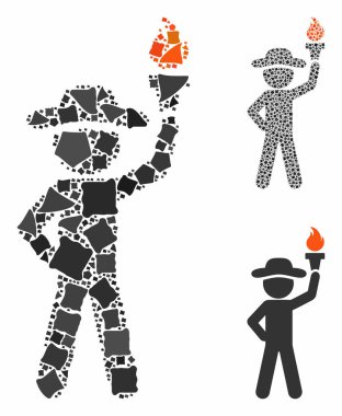 Özgürlük meşalesi taşıyan beyefendi Raggy Elementlerinin Kompozisyon Simgesi