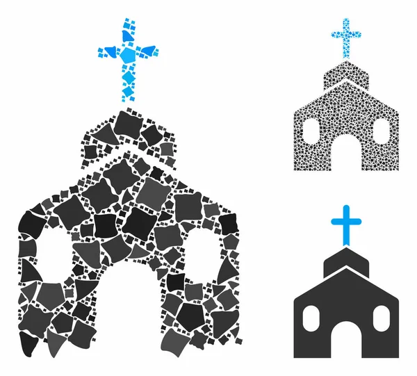 Kostel stavební Složení Ikona z hrubých částí — Stockový vektor