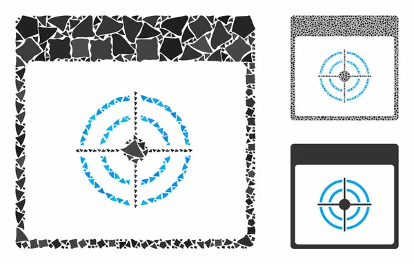 Página de calendário Bullseye Ícone mosaico de peças ásperas — Vetor de Stock