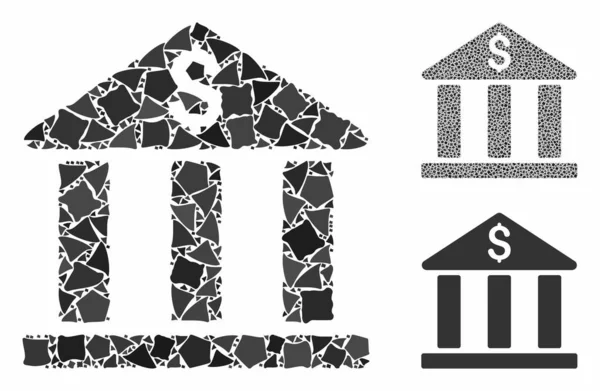 Bankovní budova Mozaika Ikona náhlých prvků — Stockový vektor