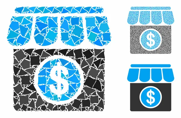Mercado mosaico icono de piezas irregulares — Vector de stock