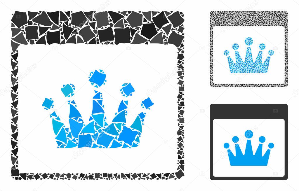 Crown calendar page Mosaic Icon of Raggy Pieces