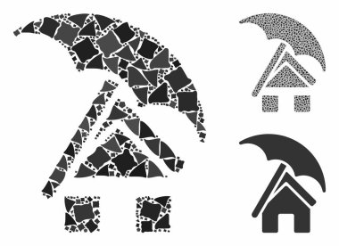 Şemsiye altında Ev Kaba Elementlerin Kompozisyon Simgesi