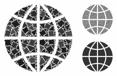 Dünya Gezegeni Mozaik Eşitsiz Parçalar Simgesi