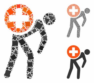 Düzensiz Parçaların İlaç Kuryesi Kompozisyon Simgesi