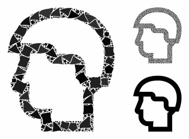 Savaşçı başı Engebeli Elementlerin Mozaik Simgesi