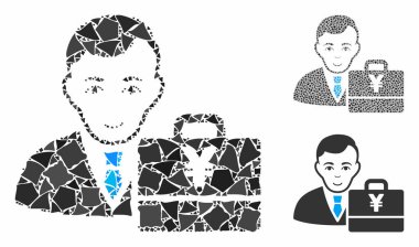 Yen Muhasebeci Düzenlenmemiş Parçaların Kompozisyon Simgesi