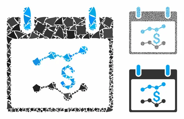 Tableaux financiers jour du calendrier Mosaic Icône de pièces Bumpy — Image vectorielle