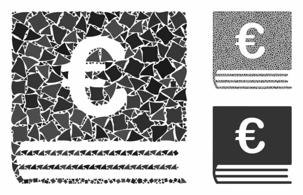 Livro de contabilidade do euro Ícone mosaico de itens irregulares —  Vetores de Stock