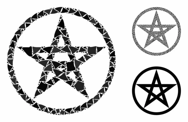 Star pentacle Mosaic Icon of Trembly Pieces — Stock Vector