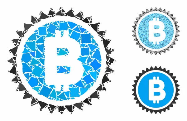 Bitcoin medalha de moeda Composição Ícone de peças irregulares —  Vetores de Stock