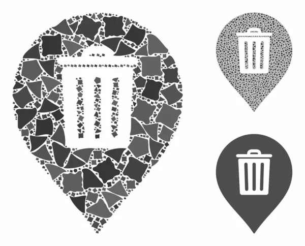 Mülleimer-Markierungsmosaik für ungleiche Elemente — Stockvektor
