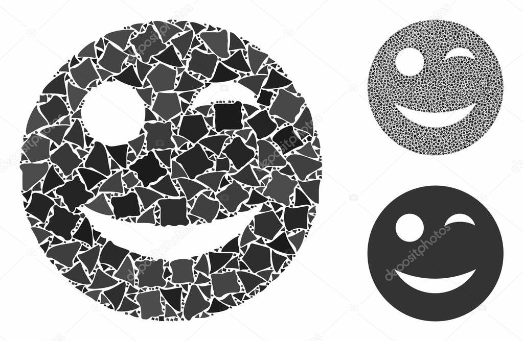 Wink smiley Mosaic Icon of Rugged Items