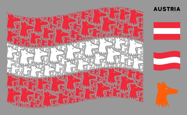 Waving Austria Flag Pattern of Fox Head Items — Stock Vector